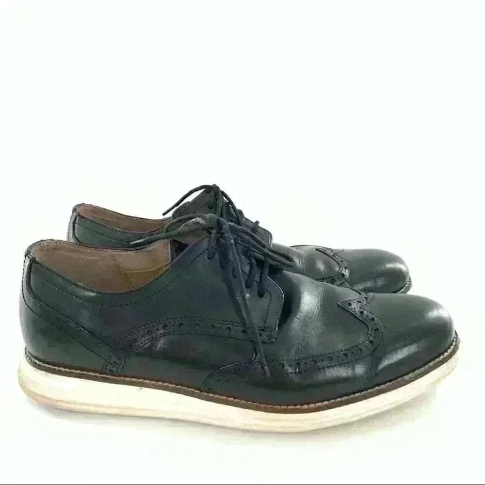 Cole Haan grand os mens Oxfords sz 11 black leather brogue wingtip lightweight
